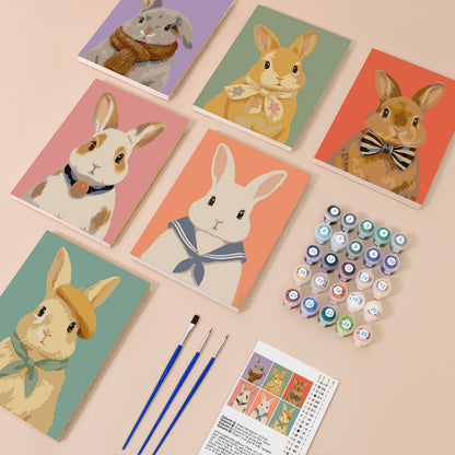 Bow Tie and Beret Bunnies mini paint by numbers – image 1
