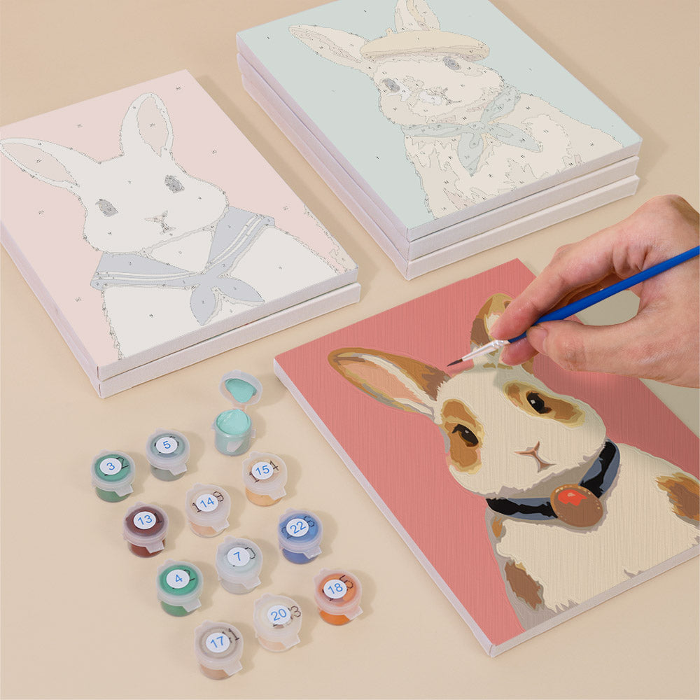 Bow Tie and Beret Bunnies mini paint by numbers – image 4