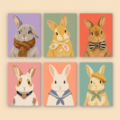 Bow Tie and Beret Bunnies mini paint by numbers – image 8