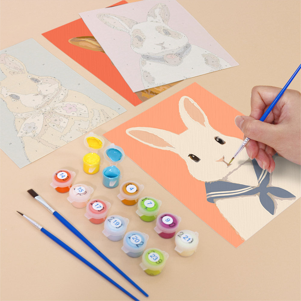 Bow Tie and Beret Bunnies mini paint by numbers – image 12