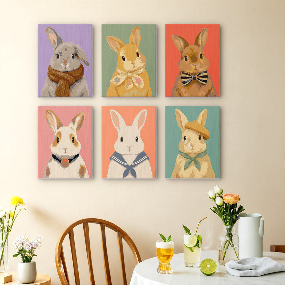 Bow Tie and Beret Bunnies mini paint by numbers – image 14