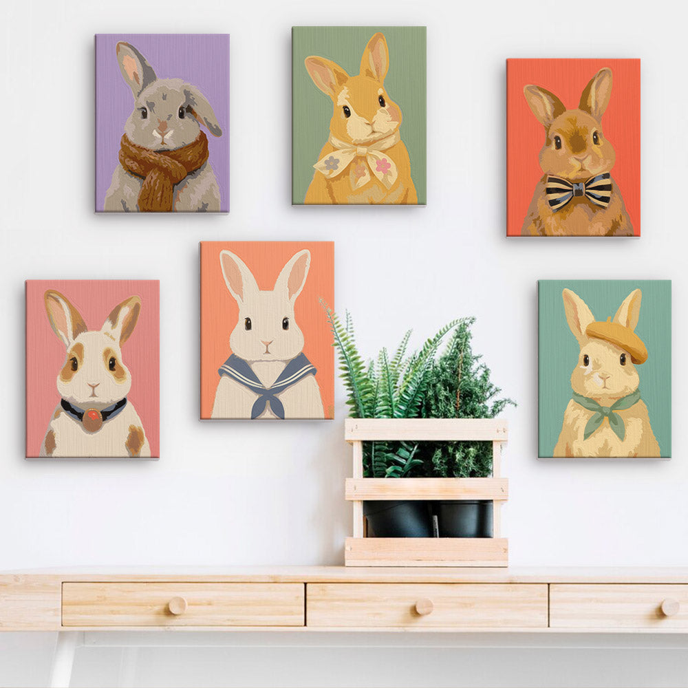 Bow Tie and Beret Bunnies mini paint by numbers – image 15