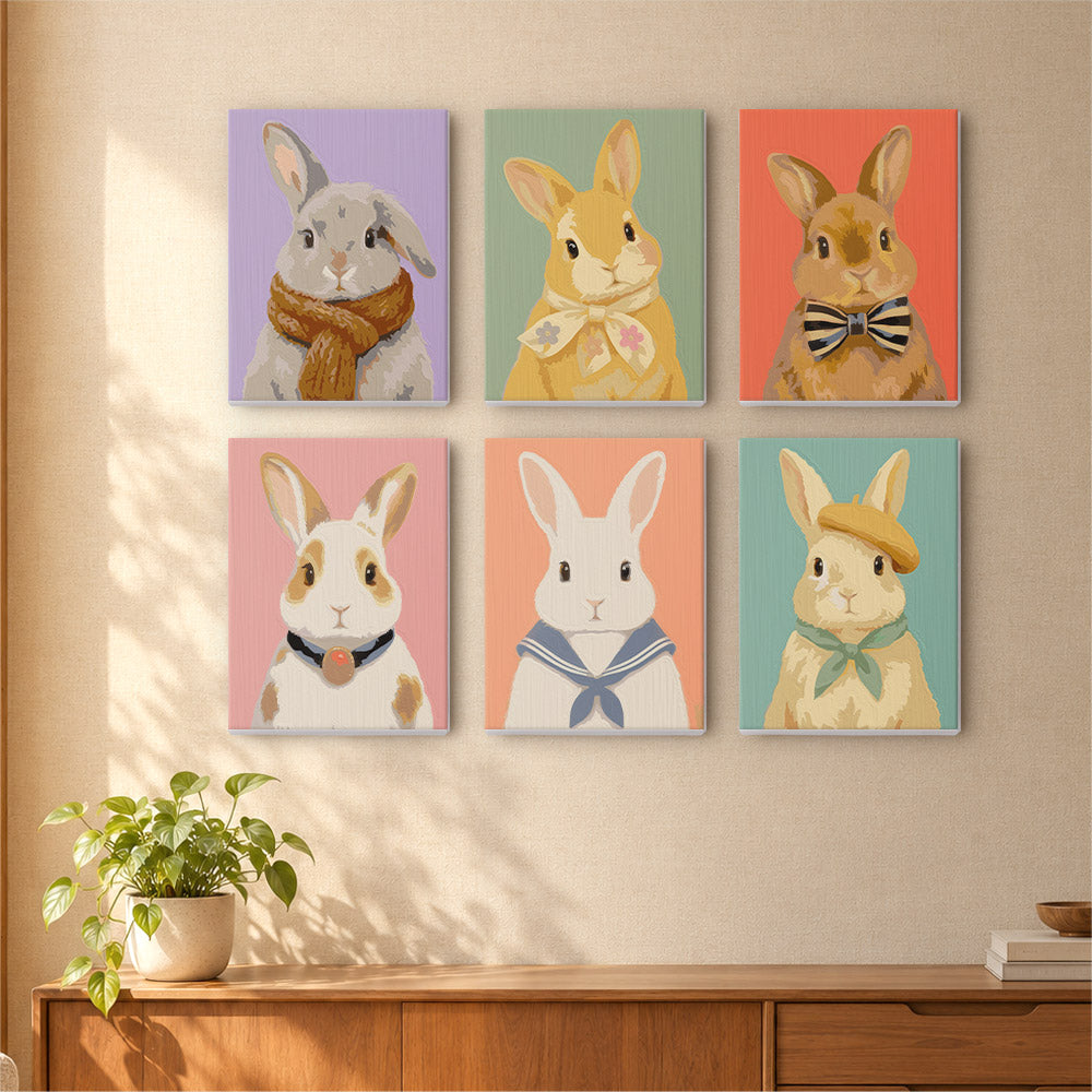 Bow Tie and Beret Bunnies mini paint by numbers – image 16