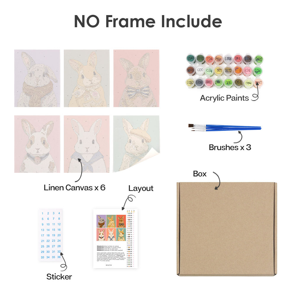 Bow Tie and Beret Bunnies mini paint by numbers – image 19