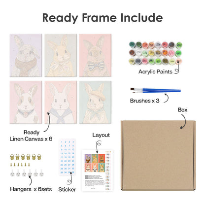 Bow Tie and Beret Bunnies mini paint by numbers – image 20