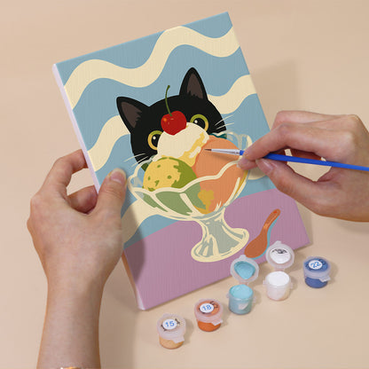Black Cat Eyeing the Spaghetti mini paint by numbers – image 5