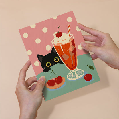 Black Cat Eyeing the Spaghetti mini paint by numbers – image 6