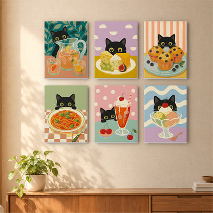 Black Cat Eyeing the Spaghetti mini paint by numbers – image 16