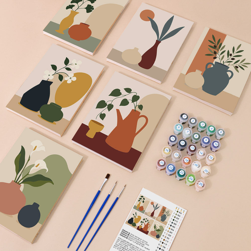 Earthy Vase Still Life mini paint by numbers – image 1