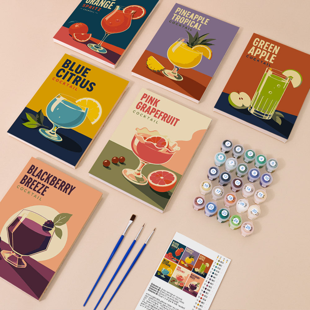 Retro Fruit Cocktail Posters mini paint by numbers – image 1