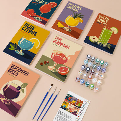 Retro Fruit Cocktail Posters mini paint by numbers – image 1