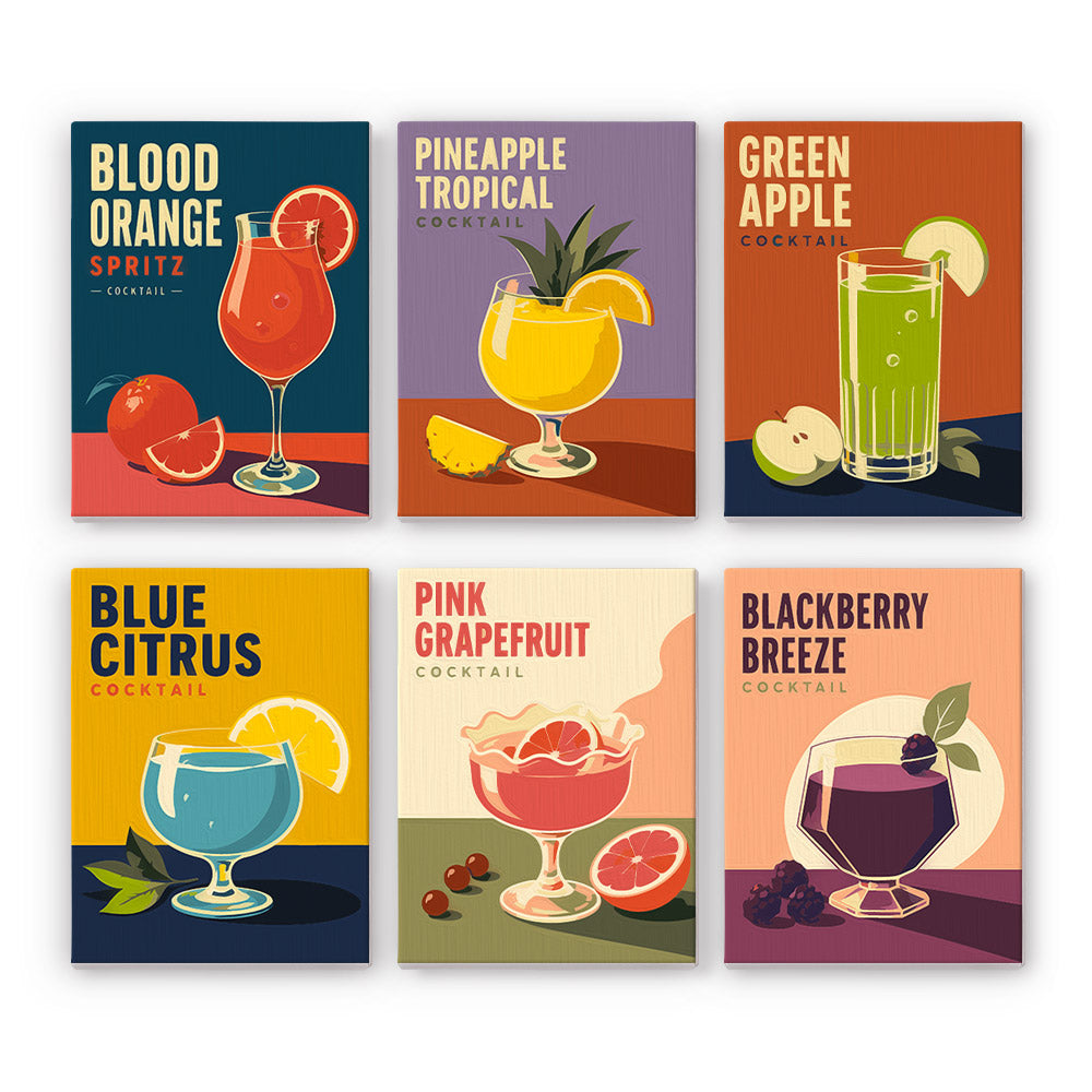 Retro Fruit Cocktail Posters mini paint by numbers – image 7