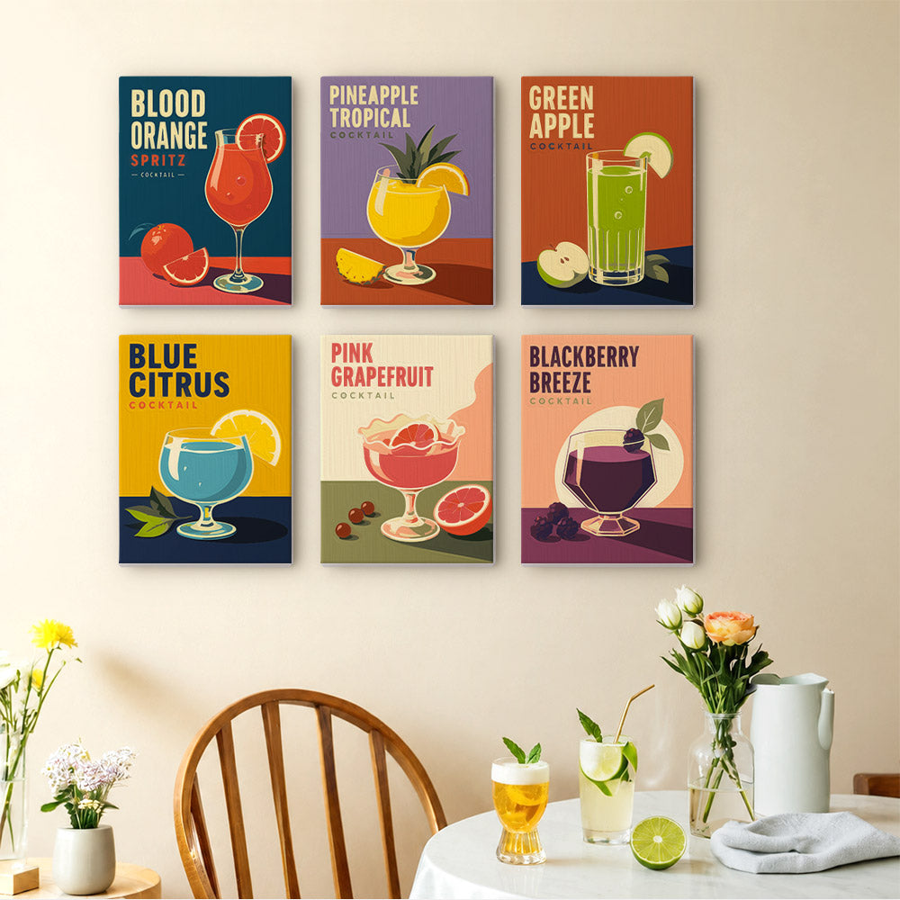 Retro Fruit Cocktail Posters mini paint by numbers – image 14