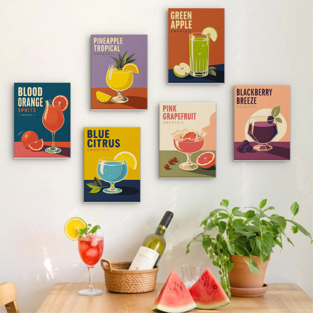 Retro Fruit Cocktail Posters mini paint by numbers – image 17