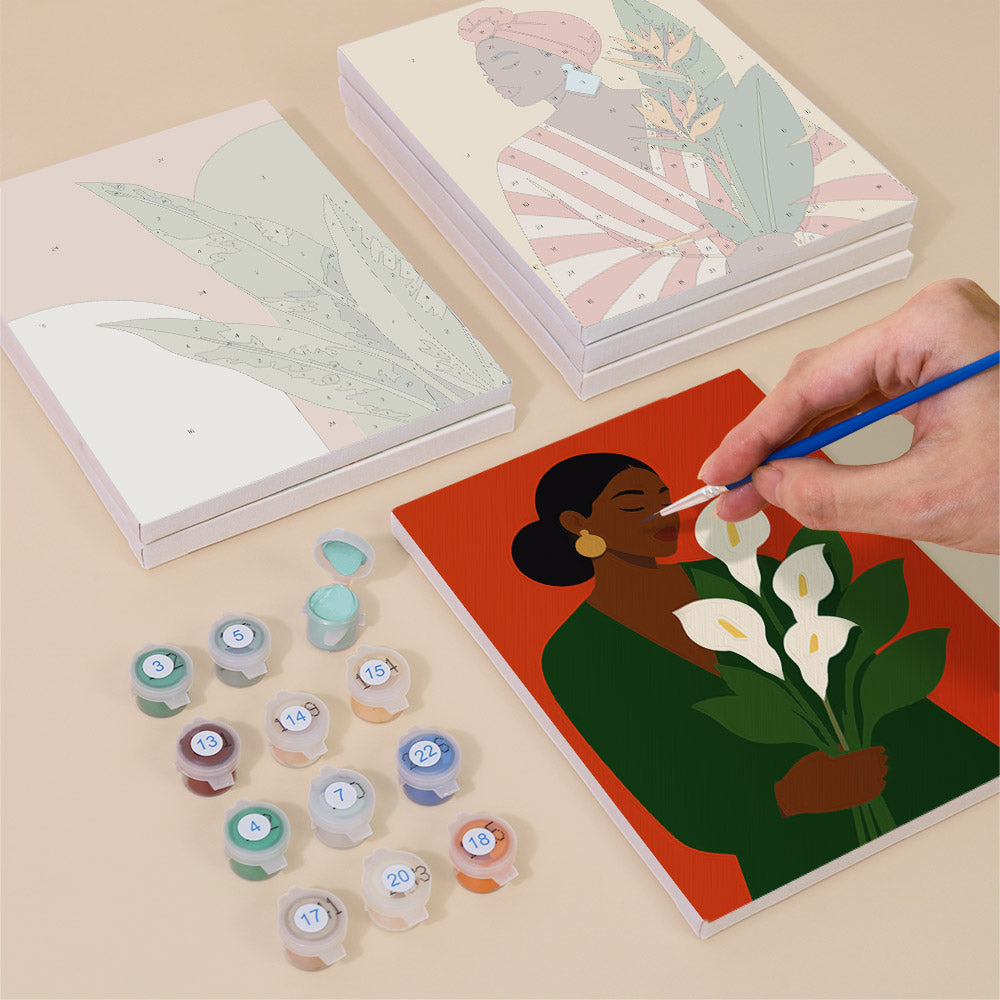 Women and Flowers Portrait mini paint by numbers – image 4