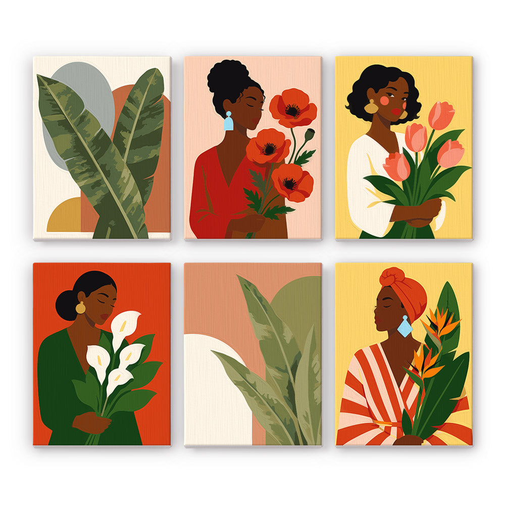 Women and Flowers Portrait mini paint by numbers – image 7