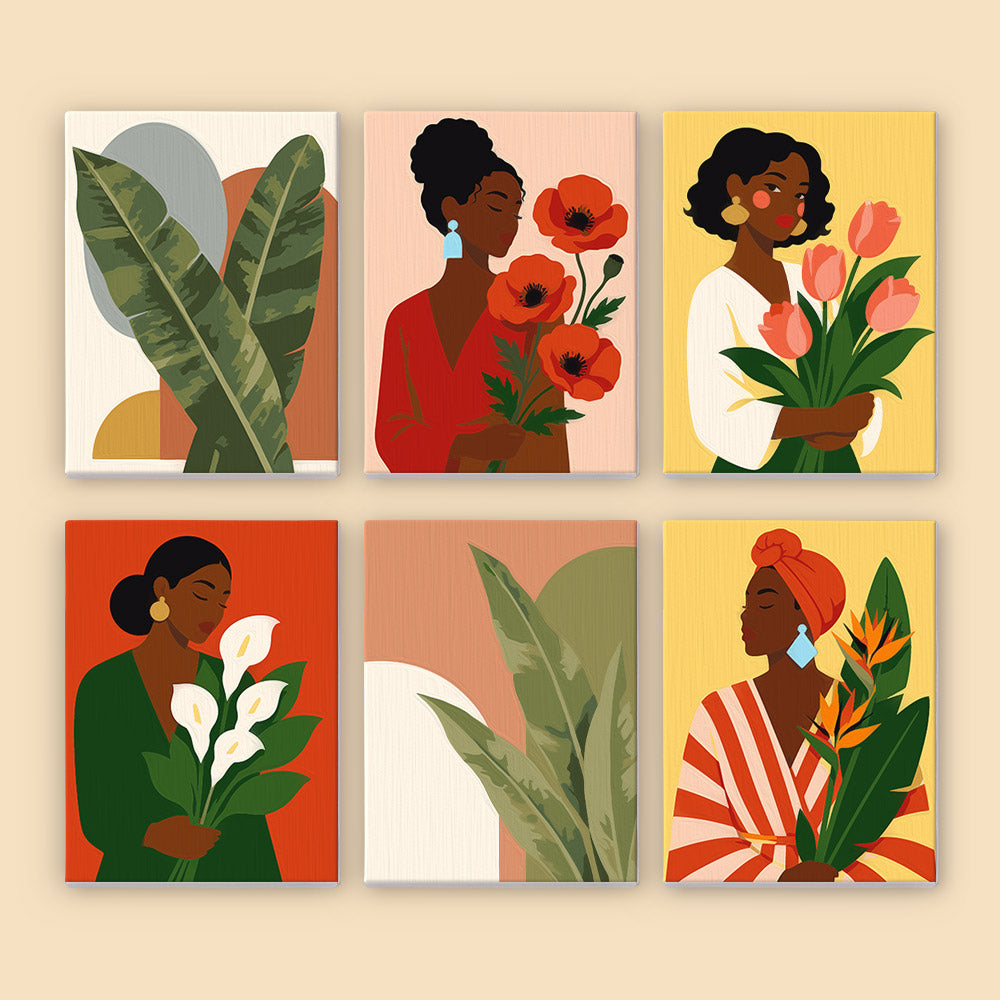 Women and Flowers Portrait mini paint by numbers – image 8