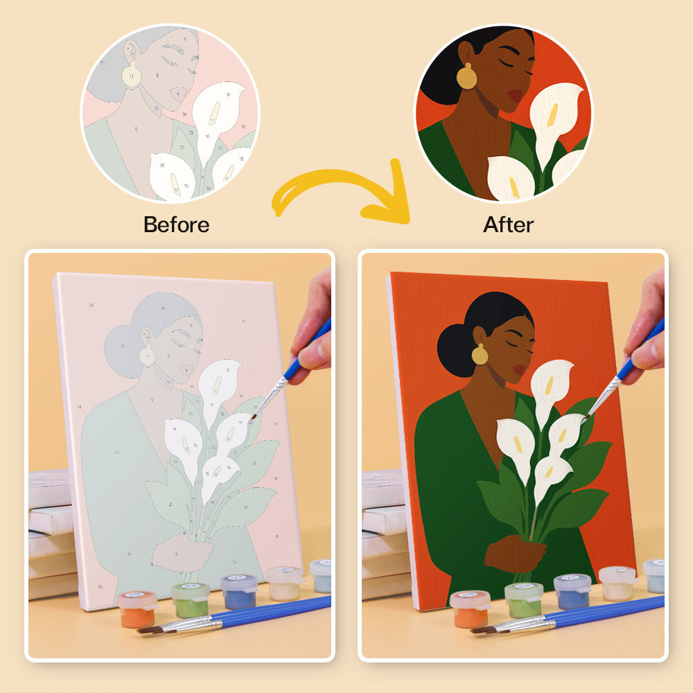 Women and Flowers Portrait mini paint by numbers – image 10
