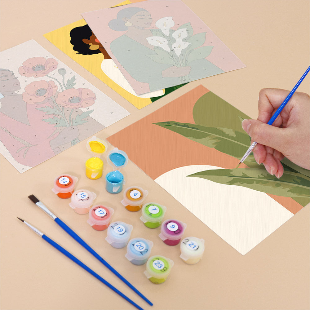 Women and Flowers Portrait mini paint by numbers – image 12