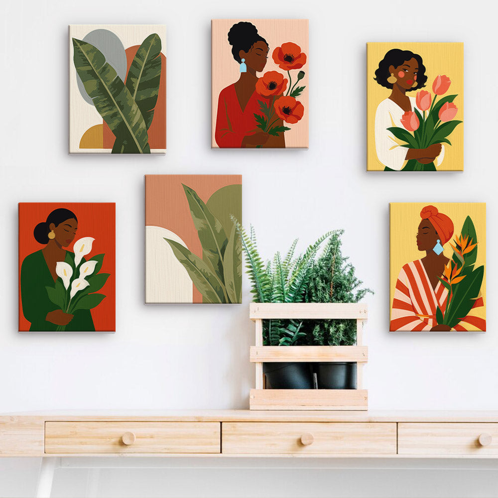 Women and Flowers Portrait mini paint by numbers – image 15