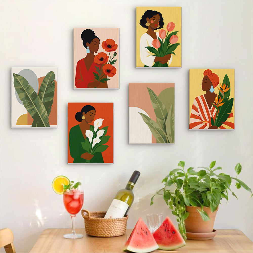 Women and Flowers Portrait mini paint by numbers – image 17