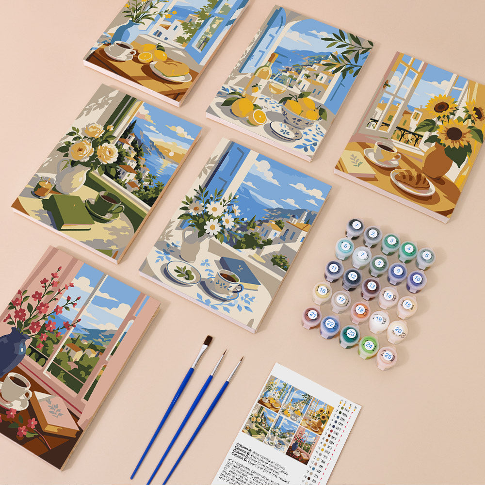 Mediterranean Window Views mini paint by numbers – image 1
