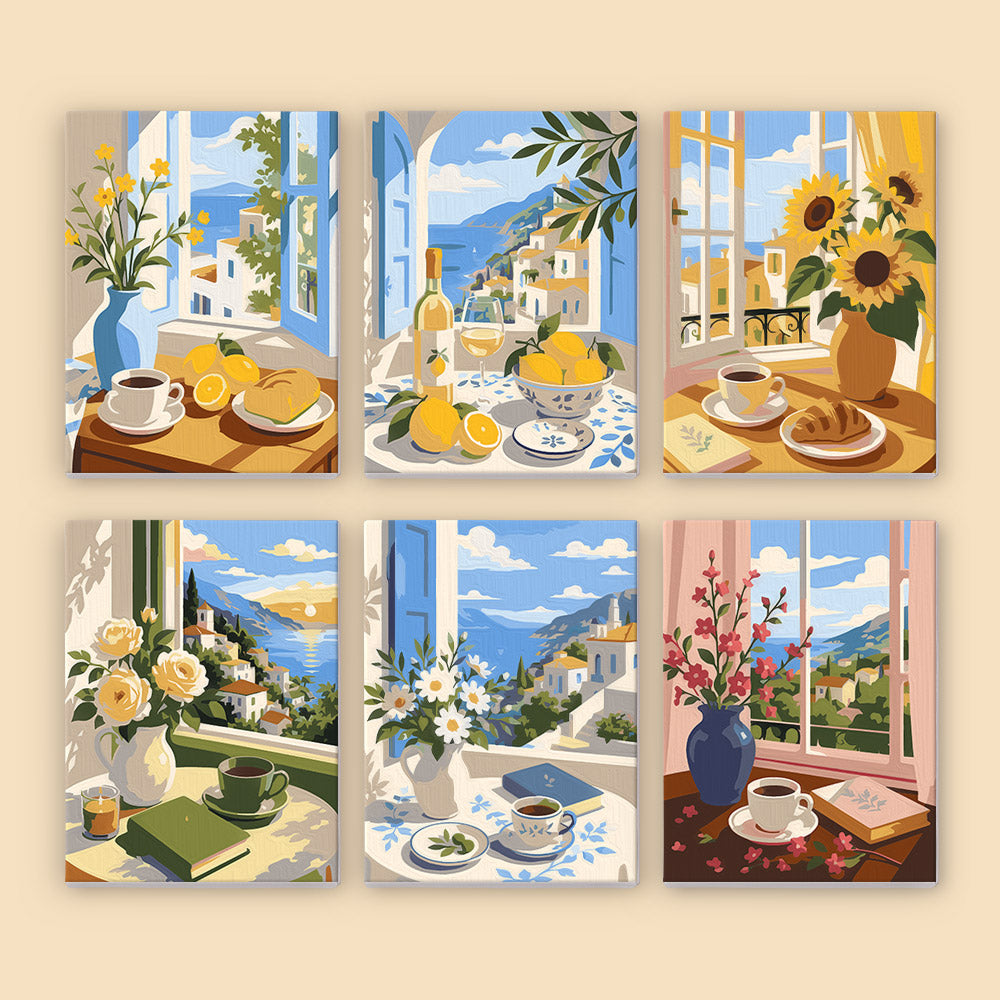 Mediterranean Window Views mini paint by numbers – image 8