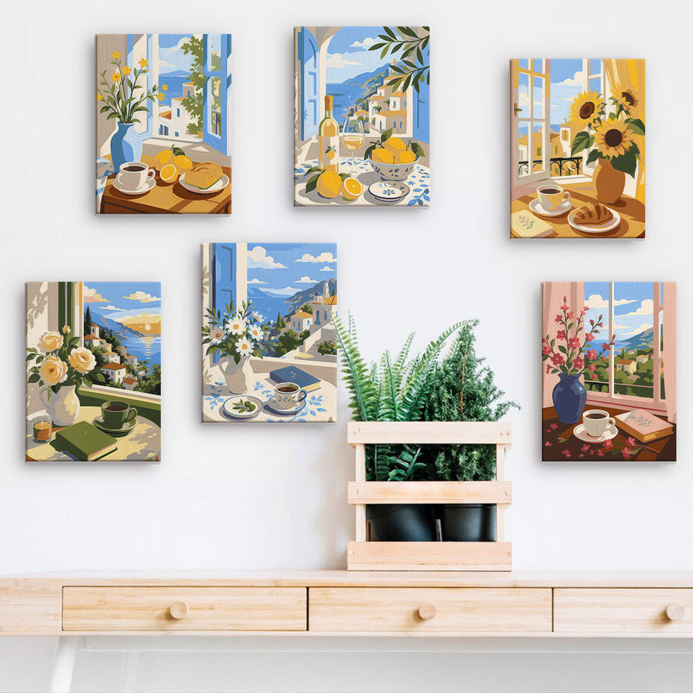 Mediterranean Window Views mini paint by numbers – image 15