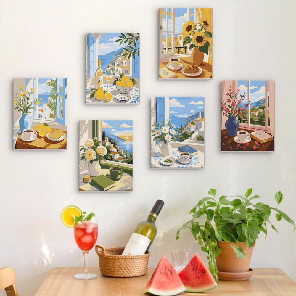 Mediterranean Window Views mini paint by numbers – image 17