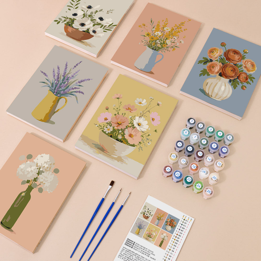 Soft Floral Vase mini paint by numbers – image 1
