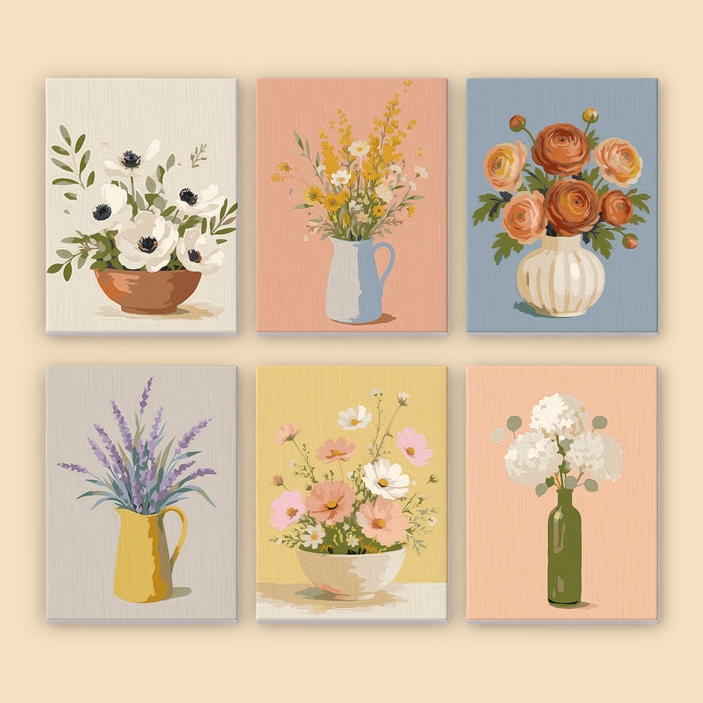 Soft Floral Vase mini paint by numbers – image 8