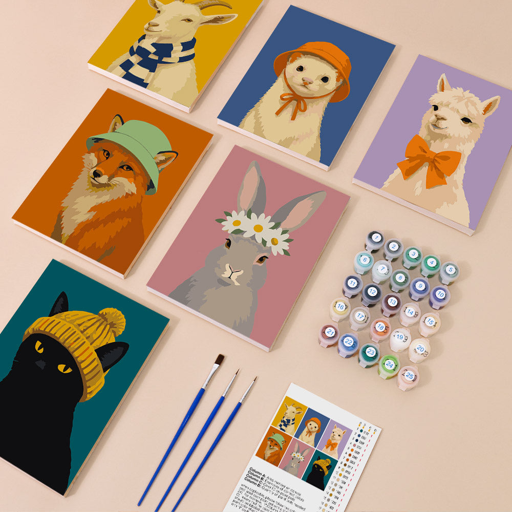 Charming Animal Fashion Portraits mini paint by numbers – image 1