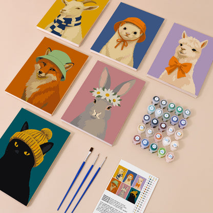 Charming Animal Fashion Portraits mini paint by numbers – image 1