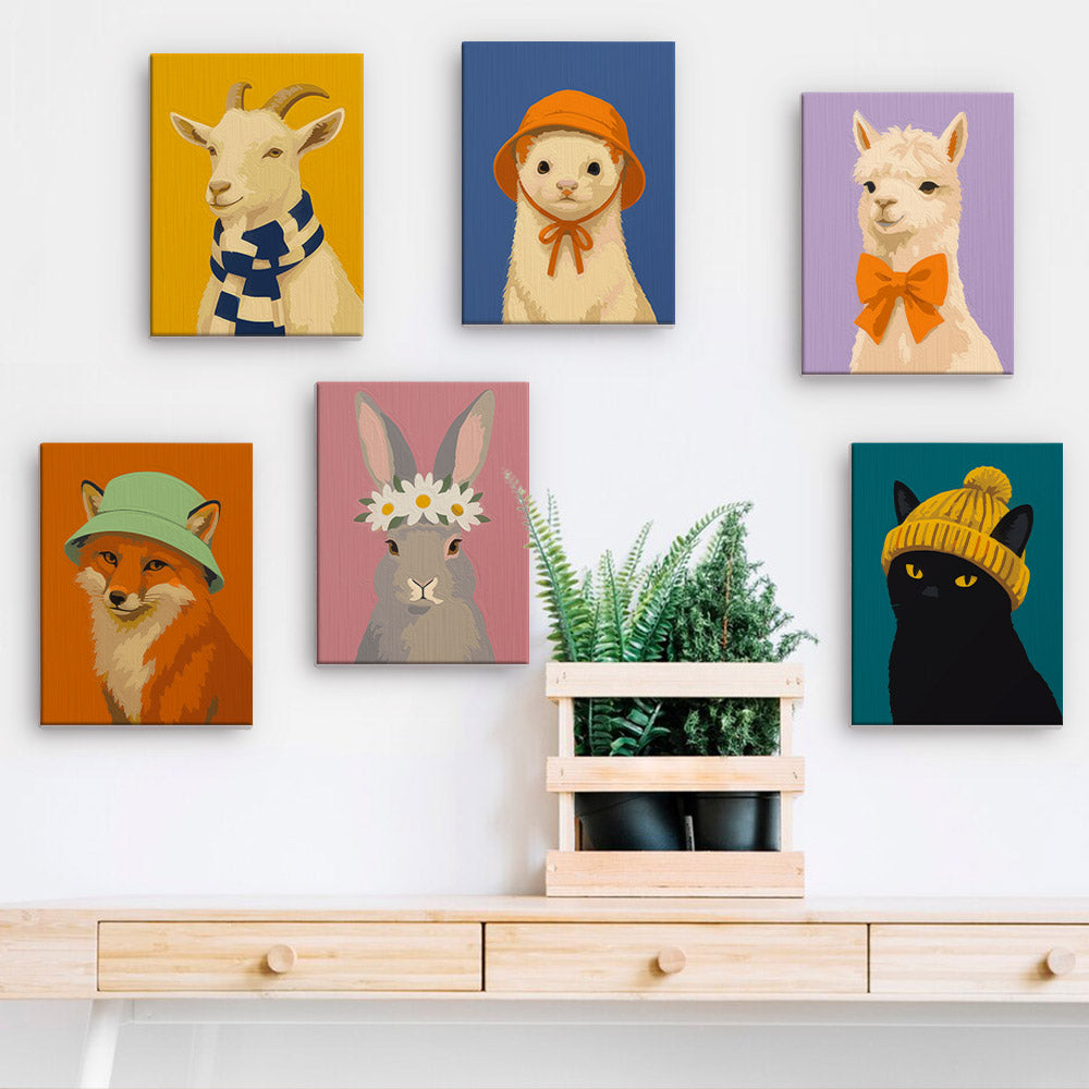 Charming Animal Fashion Portraits mini paint by numbers – image 15