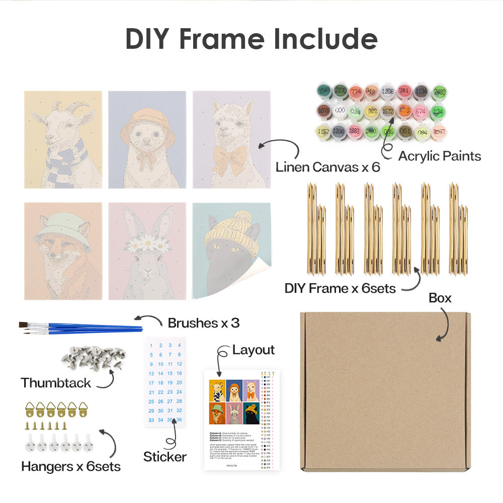 Charming Animal Fashion Portraits mini paint by numbers – image 18