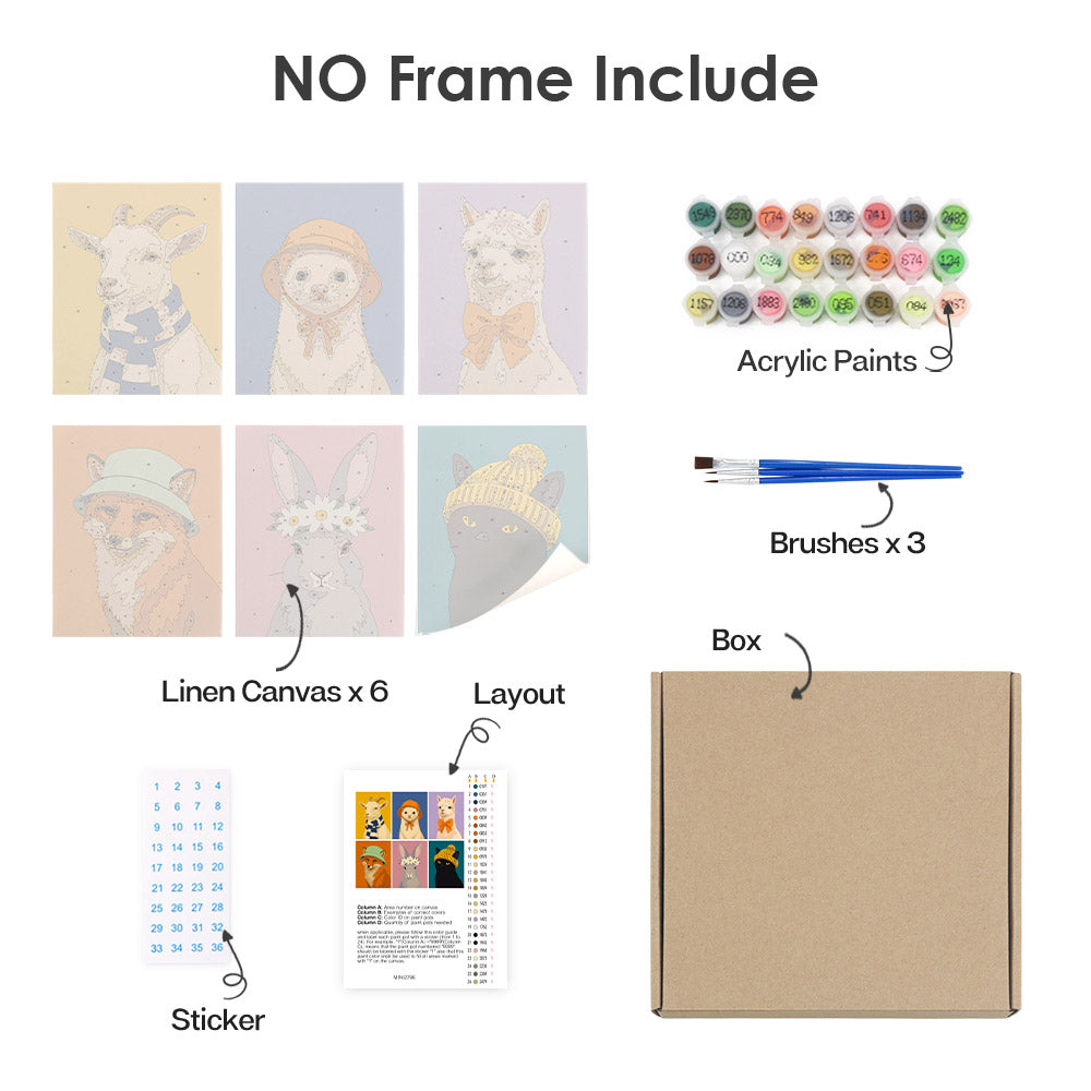 Charming Animal Fashion Portraits mini paint by numbers – image 19