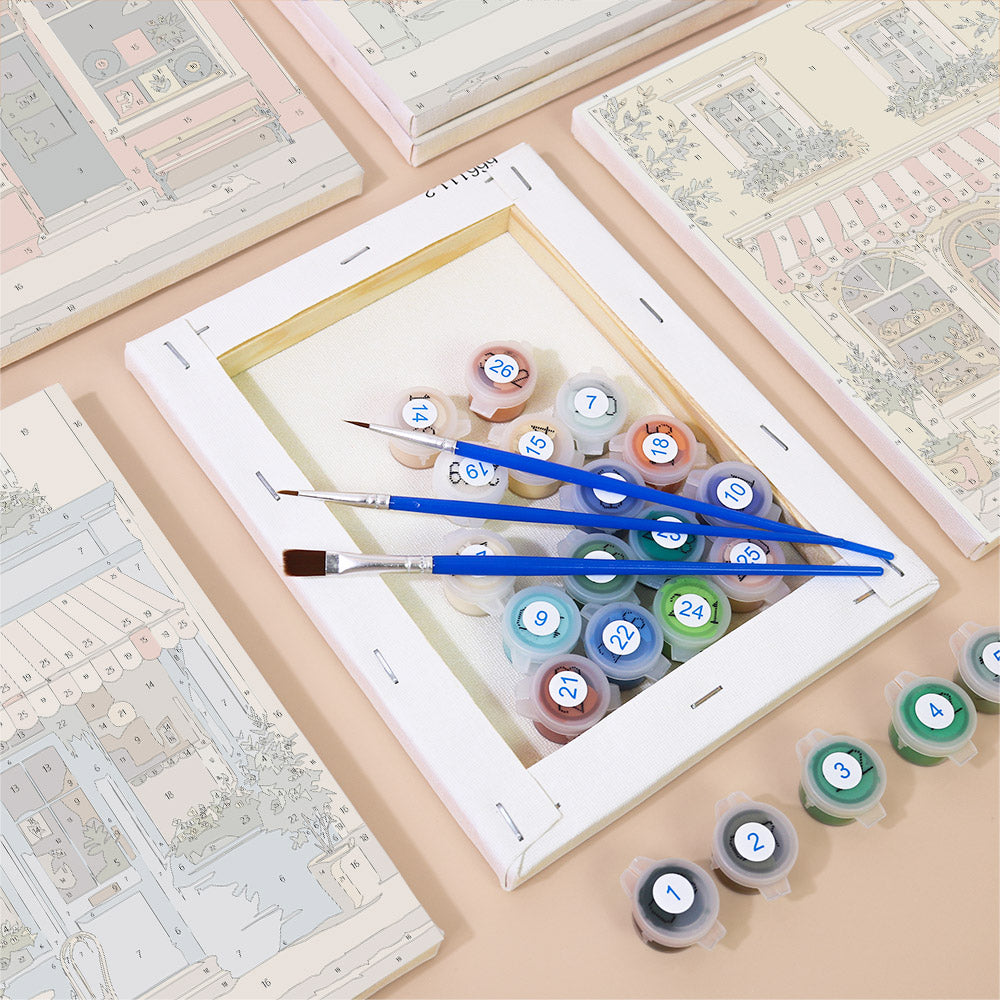 Pastel European Storefronts mini paint by numbers – image 2