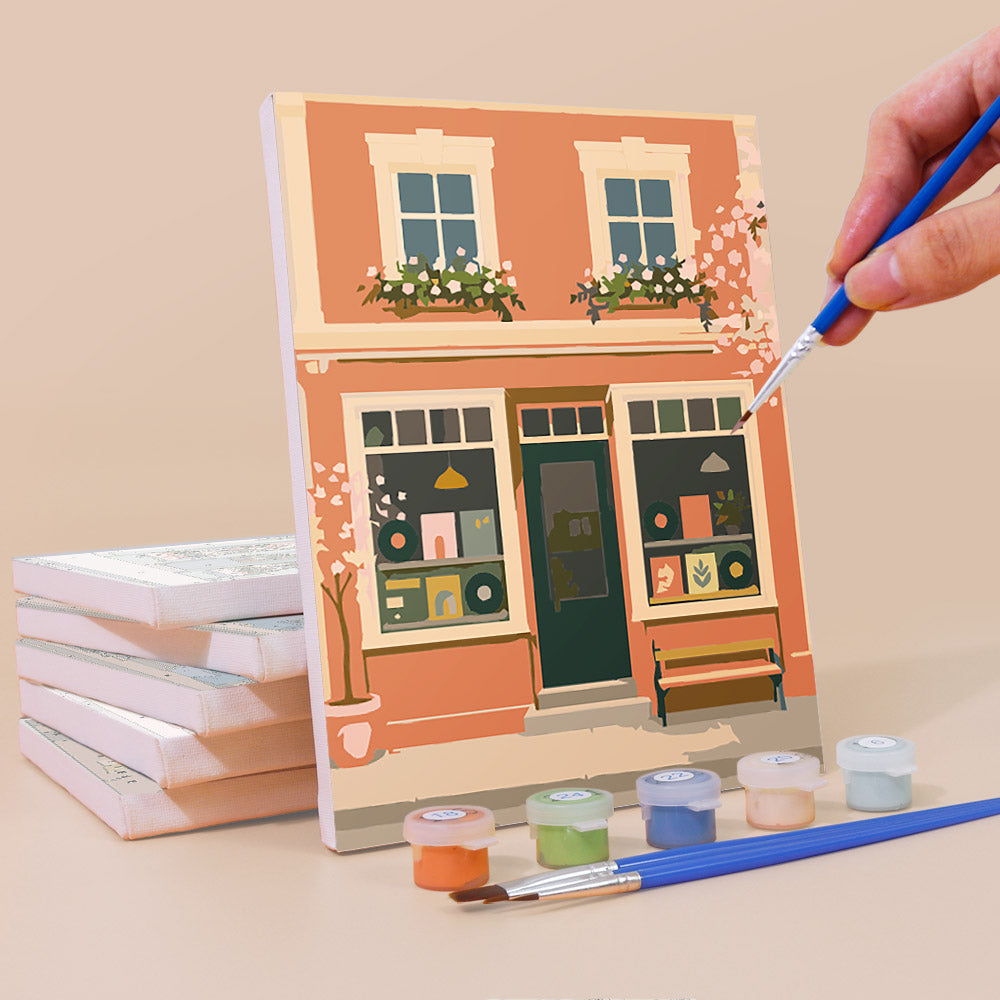Pastel European Storefronts mini paint by numbers – image 3