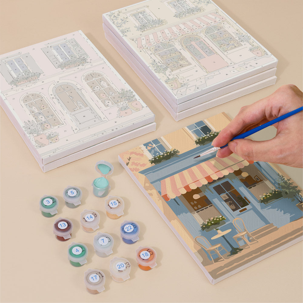 Pastel European Storefronts mini paint by numbers – image 4