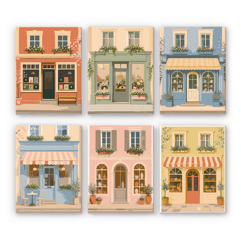 Pastel European Storefronts mini paint by numbers – image 7