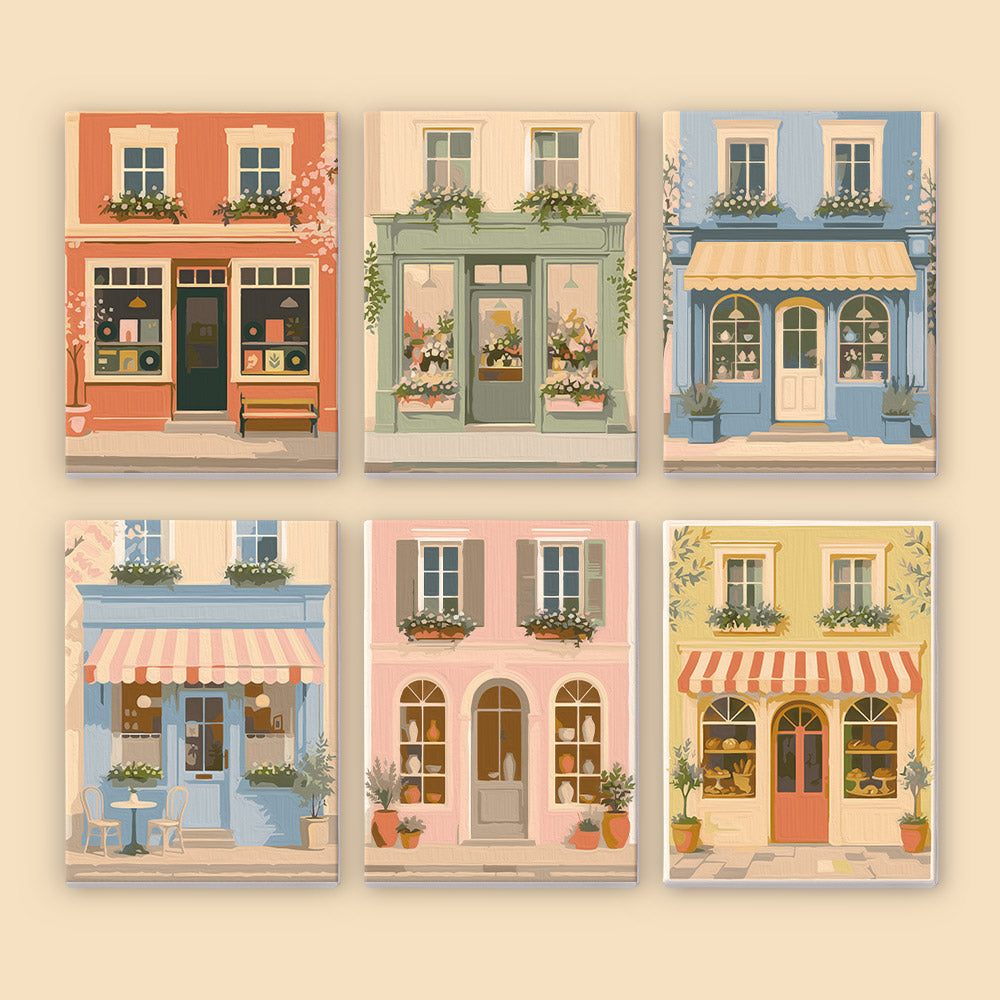 Pastel European Storefronts mini paint by numbers – image 8