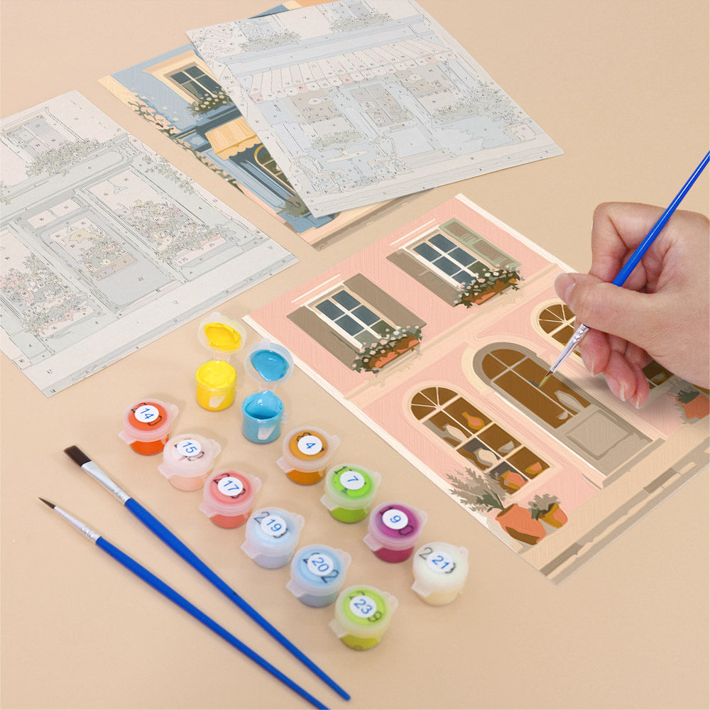 Pastel European Storefronts mini paint by numbers – image 12