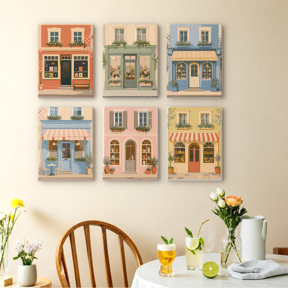 Pastel European Storefronts mini paint by numbers – image 14