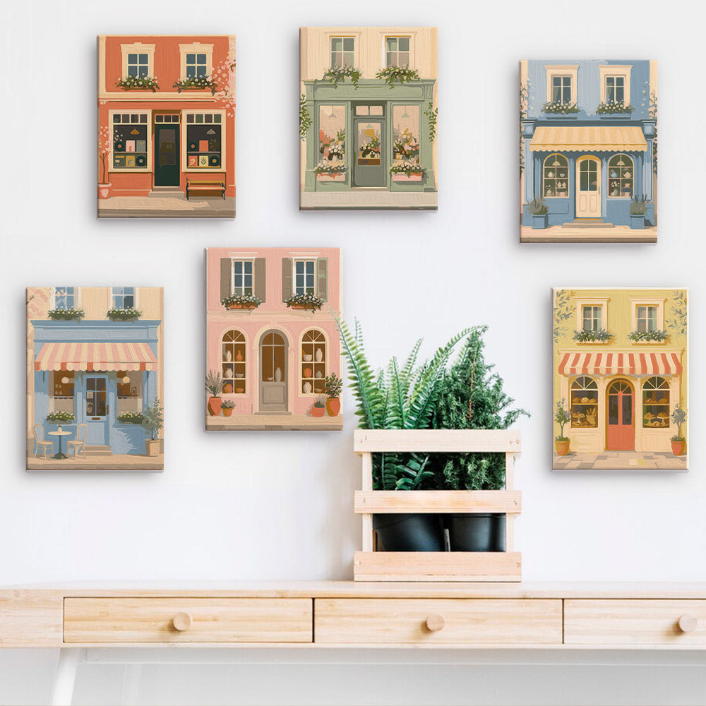 Pastel European Storefronts mini paint by numbers – image 15