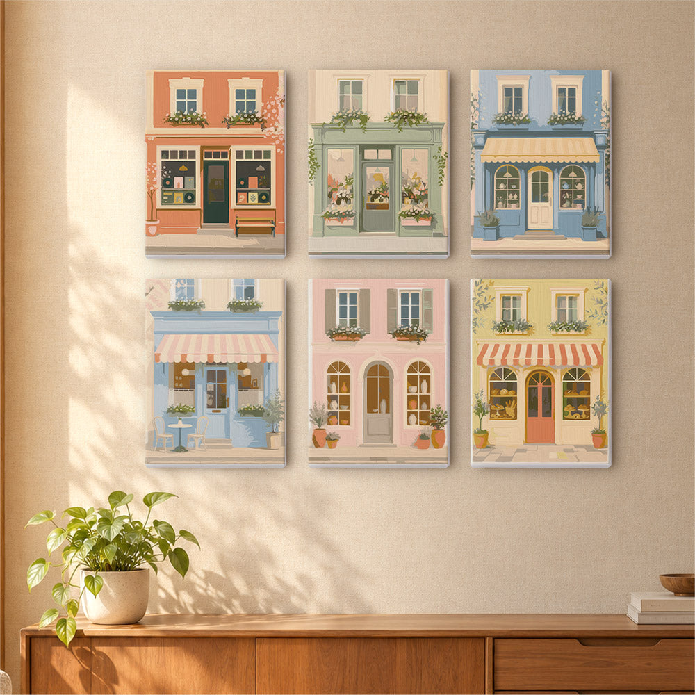 Pastel European Storefronts mini paint by numbers – image 16