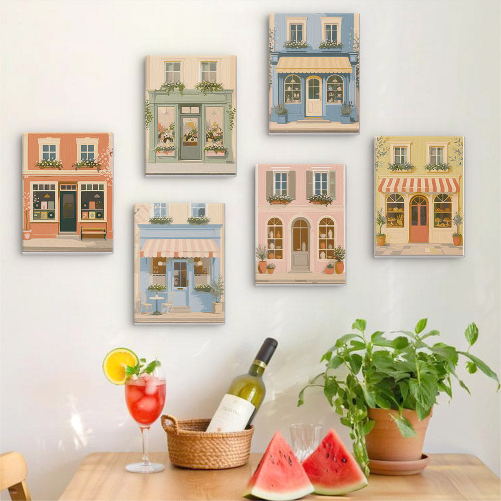 Pastel European Storefronts mini paint by numbers – image 17