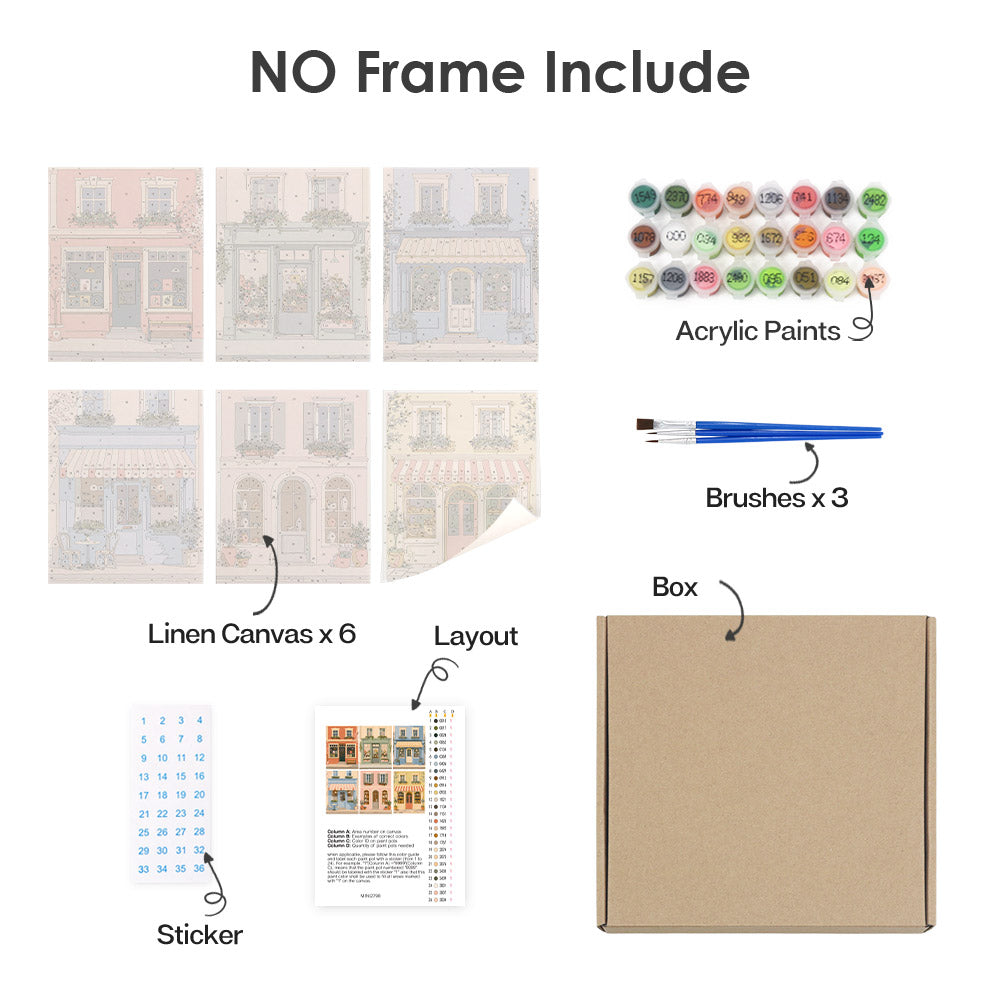 Pastel European Storefronts mini paint by numbers – image 19
