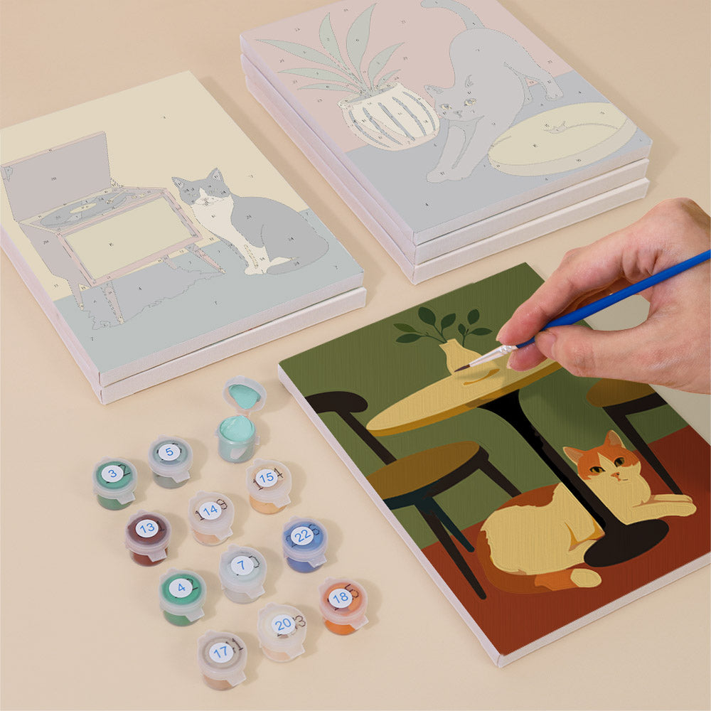 Mid Century Cats at Home mini paint by numbers – image 4