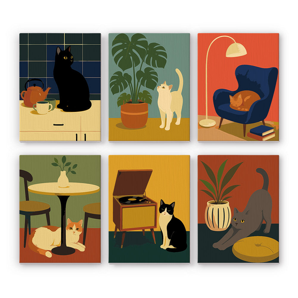 Mid Century Cats at Home mini paint by numbers – image 7