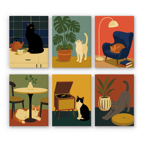 Mid Century Cats at Home mini paint by numbers – image 7
